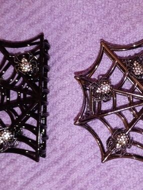Spider Web Hair Claw Clip - Black and Bronze Set/2